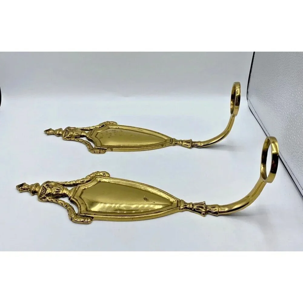 Vintage Virginia MetalCrafters Brass Wall Sconces Candle Holders Set Regency